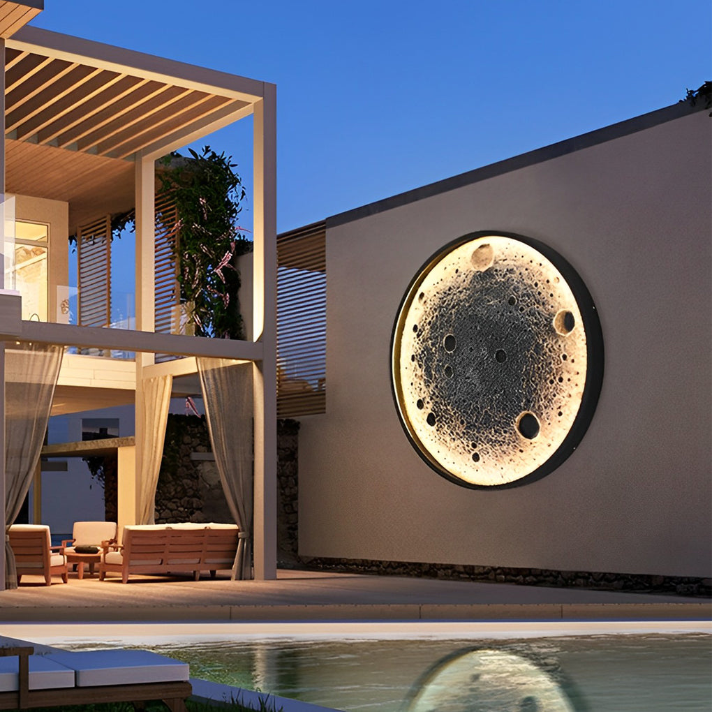 Modern Moon LED Outdoor Wall Light - Waterproof Aluminum Fixture