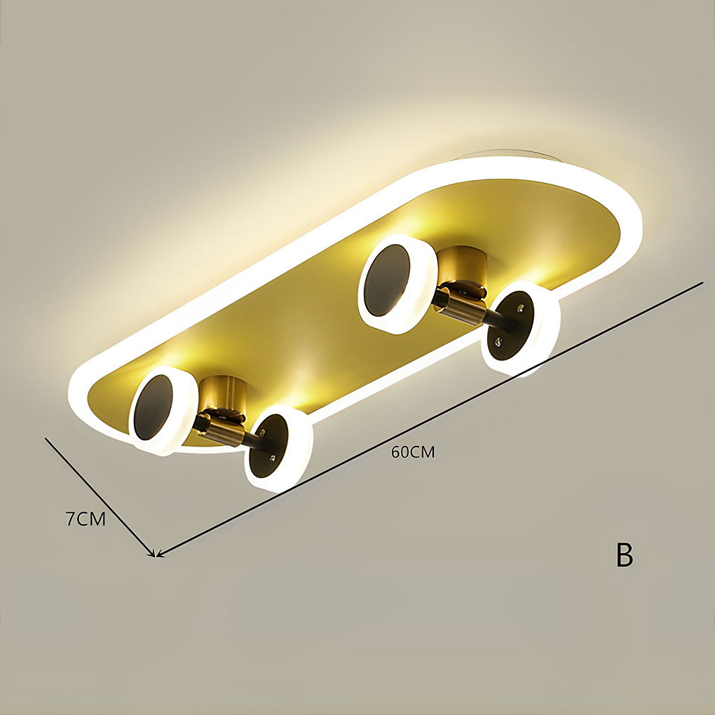Skateboard-Shaped Dimmable LED Flush Mount Ceiling Light