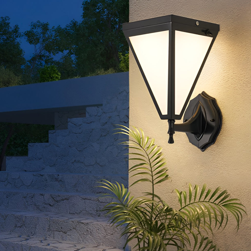 Industrial Tapered Solar LED Outdoor Wall Light - Dimmable Waterproof