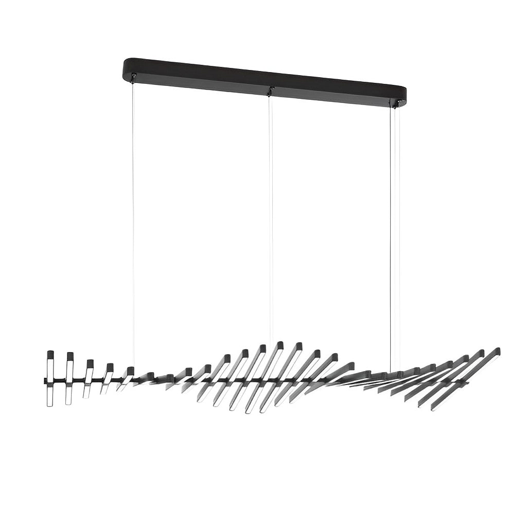 Modern Fishbone Wave LED Chandelier with Dimmable Remote Control