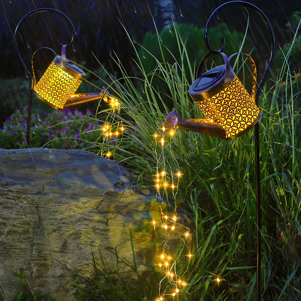 Solar LED Kettle Shower Garden Light Waterproof Outdoor Landscape