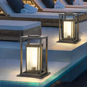 Square Black Solar Pathway Lights with Ribbed Glass & Aluminum