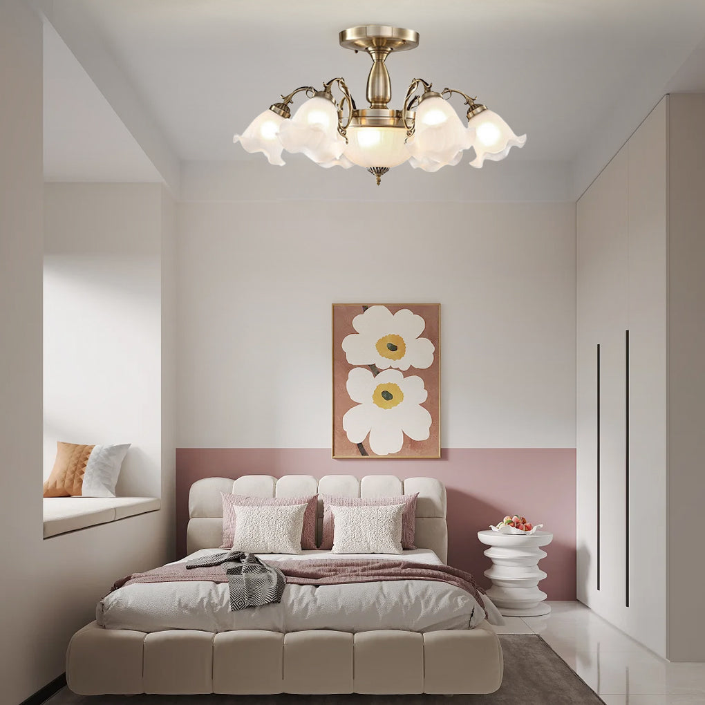 8-Light Traditional Chandelier with Electroplated Glass Shades