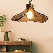 Four-Petal Glass Pendant Light | Amber Brown Modern Chandelier