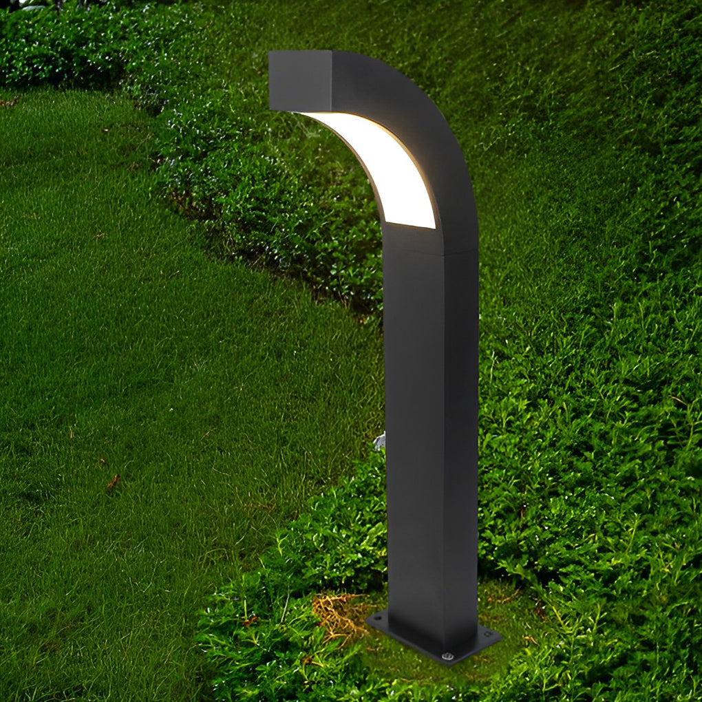 Curved LED Path Light Modern Black Aluminum Outdoor Landscape Lighting