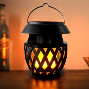 Portable Solar LED Outdoor Lantern with Flickering Flame Effect