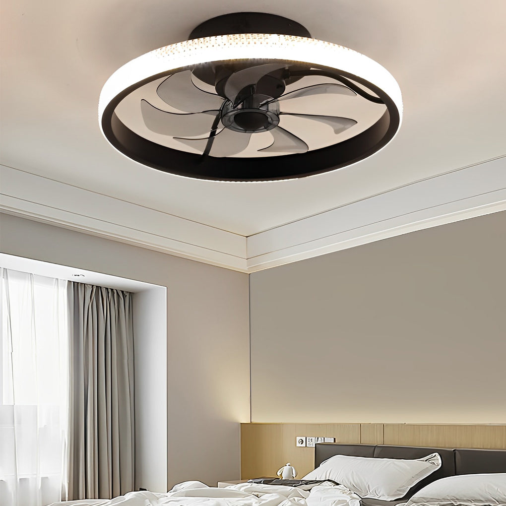 Modern Bladeless Ceiling Fan with LED Light & Remote - Silent