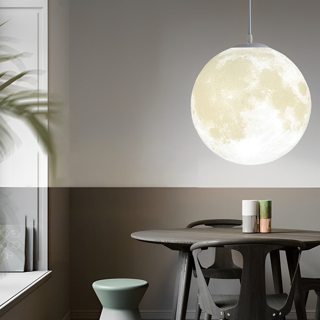 3D Moon Pendant Light Modern Nordic Spherical Hanging Lamp