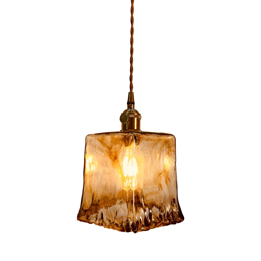Modern Glass Pendant Light with Electroplated Metal Finish