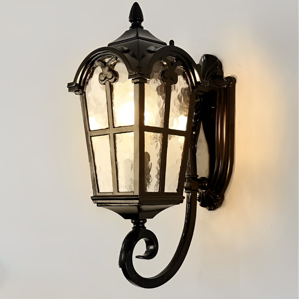 Industrial Glass Outdoor Wall Lamp - Waterproof Black Aluminum