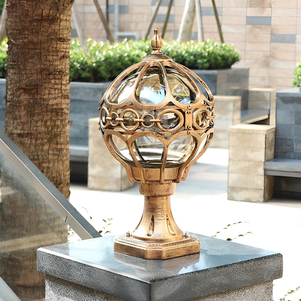 Round Globe Outdoor Post Light – Modern Waterproof Fence Pillar Lamp