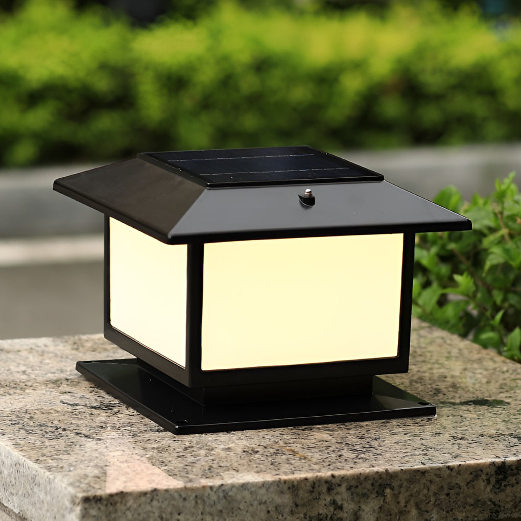 Square LED Solar Fence Post Light with Three-Step Dimming