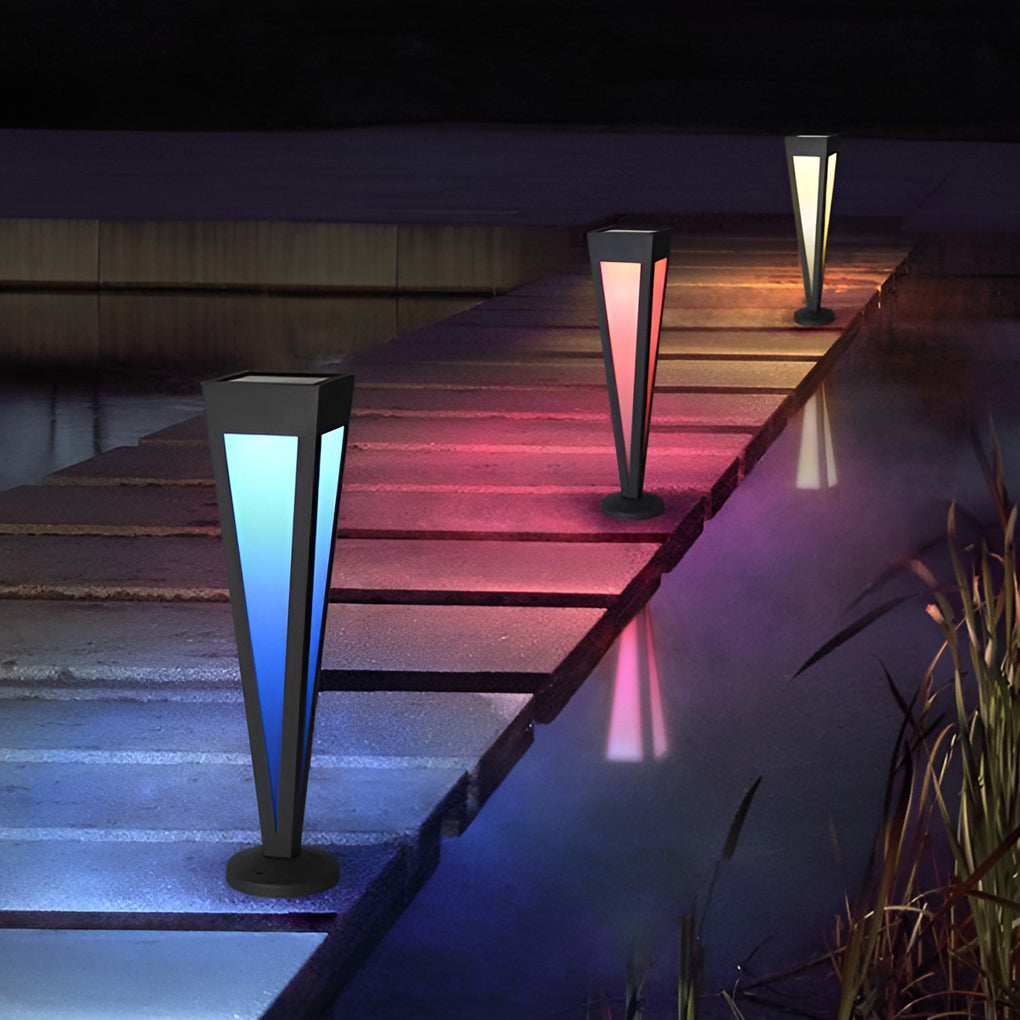 RGB Solar Pathway Light Square Top Aluminum Outdoor Lawn Lighting