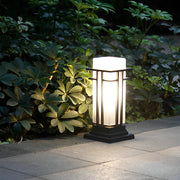 Black Aluminum Frosted Glass Path Lights Waterproof Outdoor Bollard
