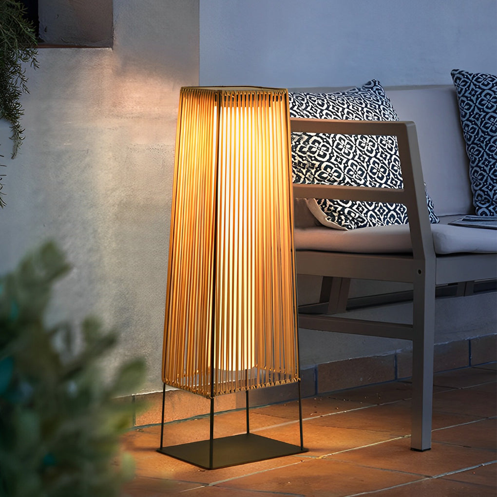 Solar LED Outdoor Floor Lamp Rustic Rubber Shade Waterproof