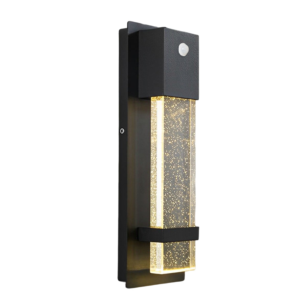 Crystal Bubble Glass Motion Sensor Outdoor Wall Lamp - Black