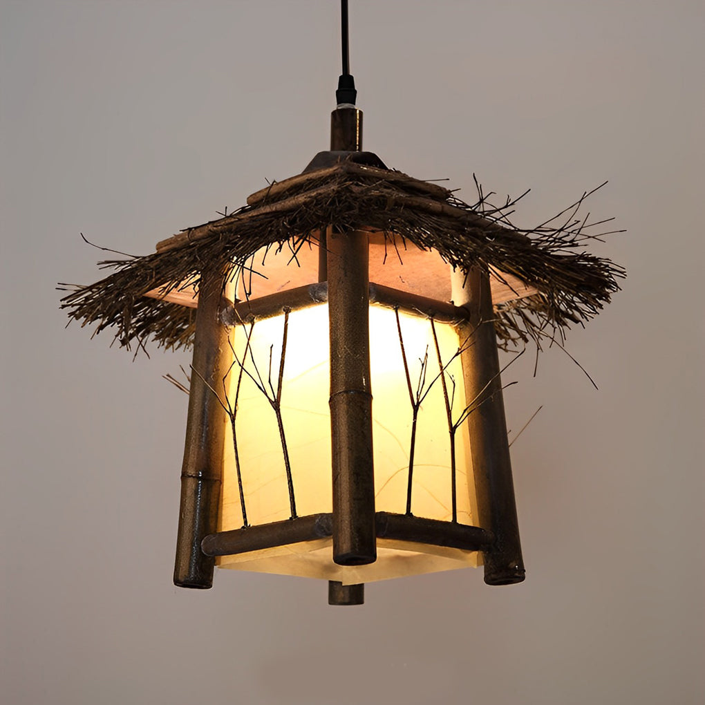 Bamboo Branch Pattern Lantern Outdoor Hanging & Post Light
