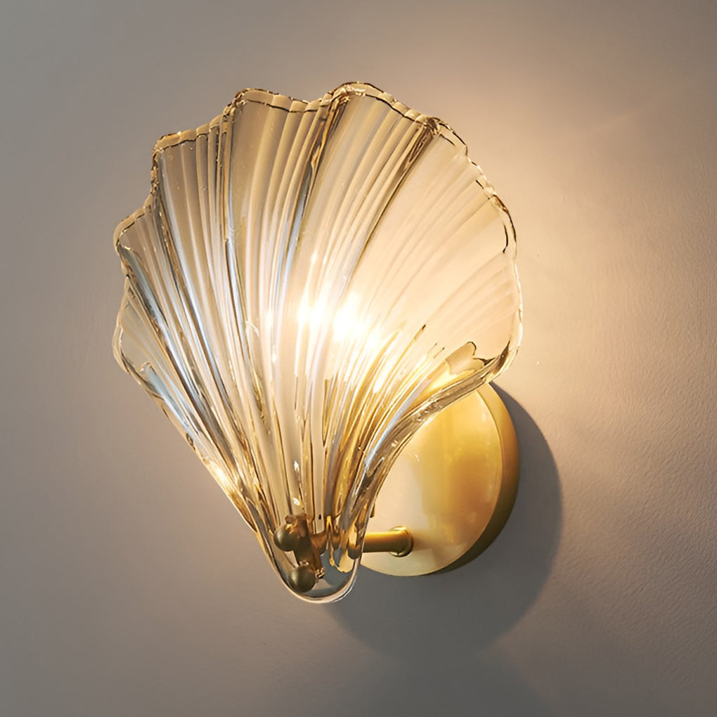 Fan-Shaped Glass Wall Sconce with 3-Step Dimming LED Light