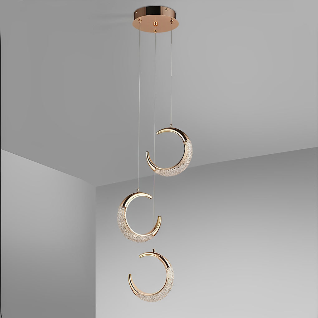 Modern Curvy Moon LED Pendant Light with Electroplated Aluminum