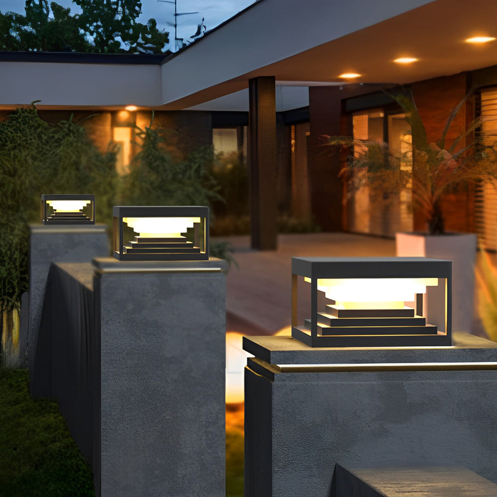 Modern Black Stainless Steel Solar LED Post Cap Light