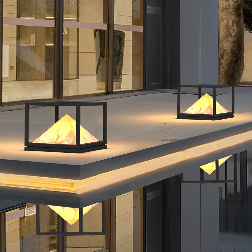 Modern Square Solar Pillar Light - LED Waterproof IP65 Stainless Steel