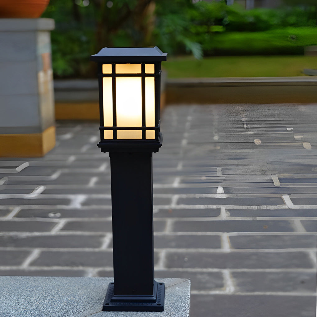 Modern Black Solar Pathway Bollard Light with Three-Step Dimming