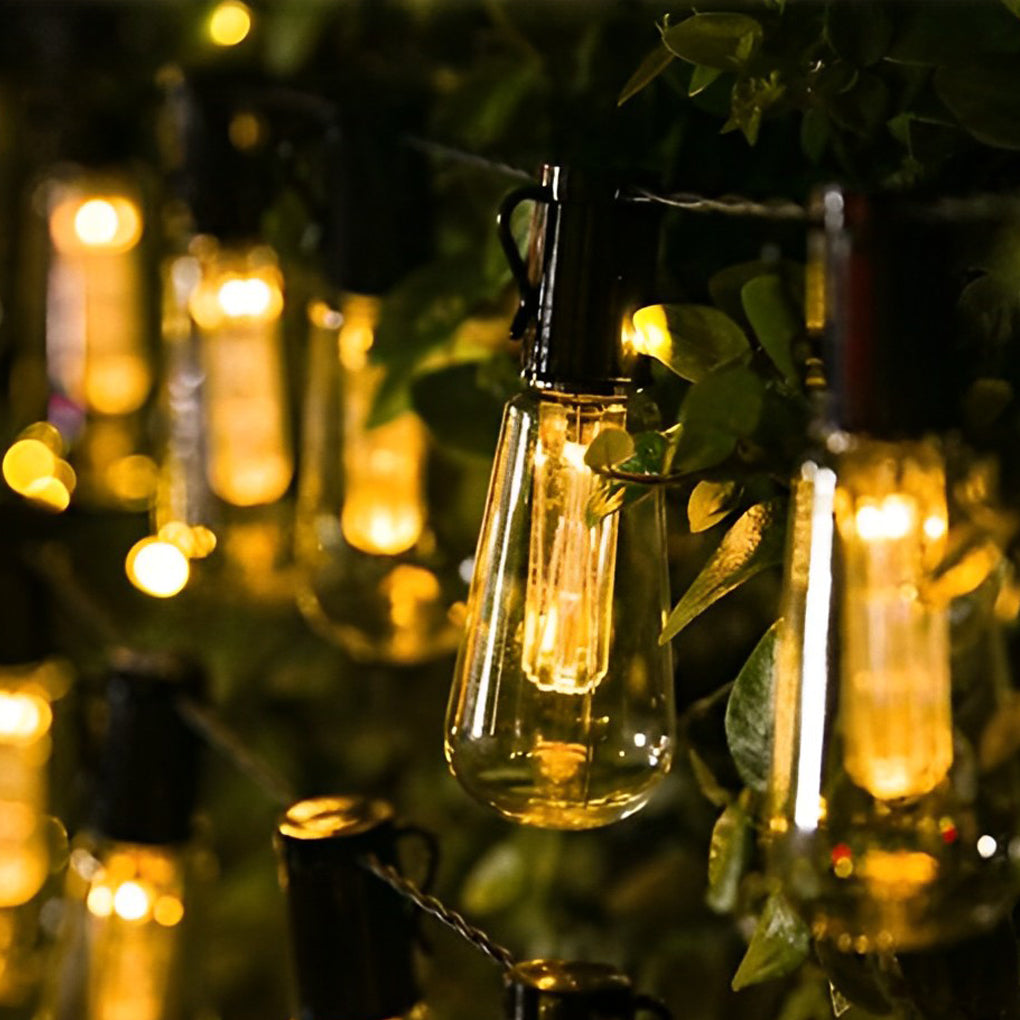 40-Light Retro Solar String Lights with USB Rechargeable Option