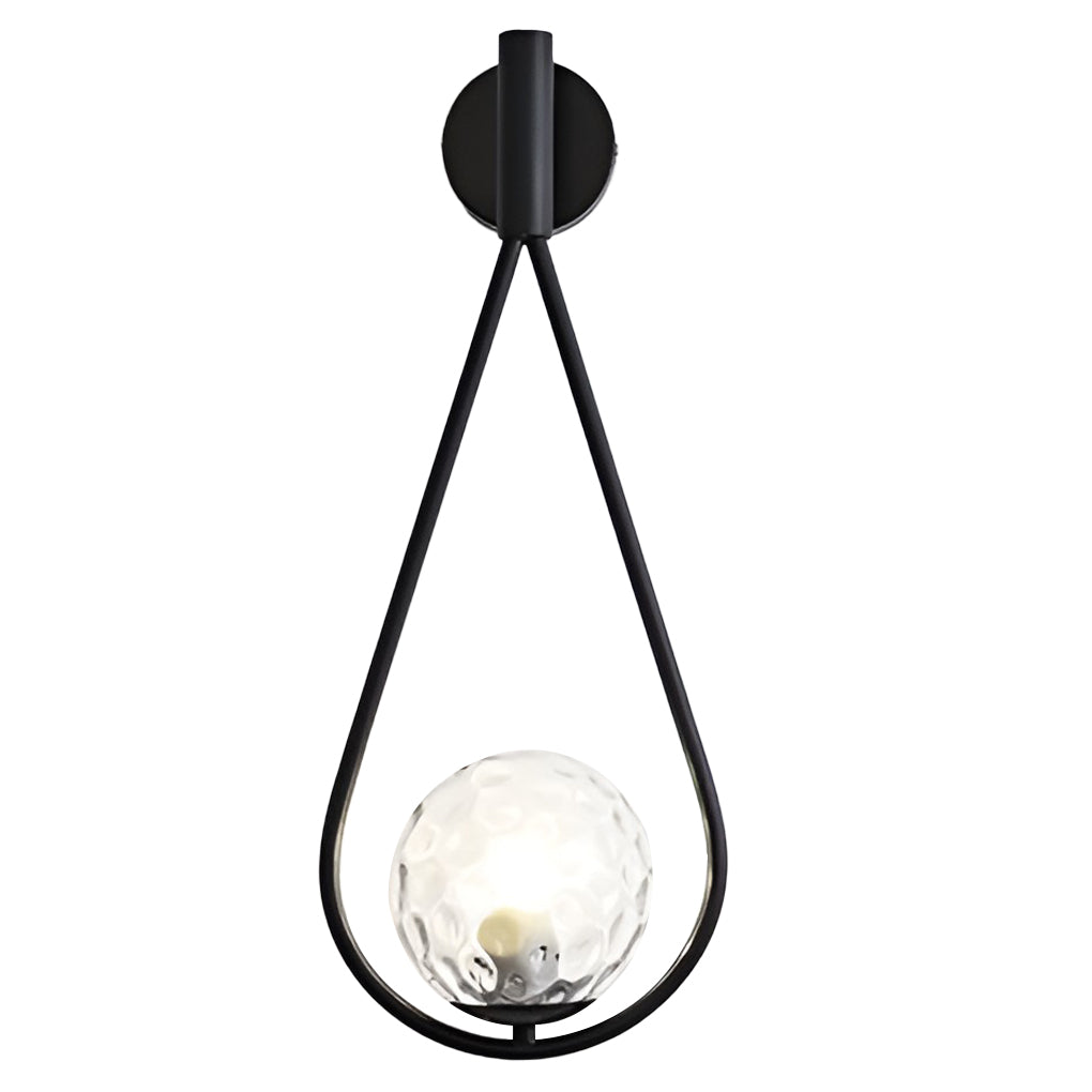 Water Drop Glass Wall Sconce Modern LED Light Fixture Black Gold