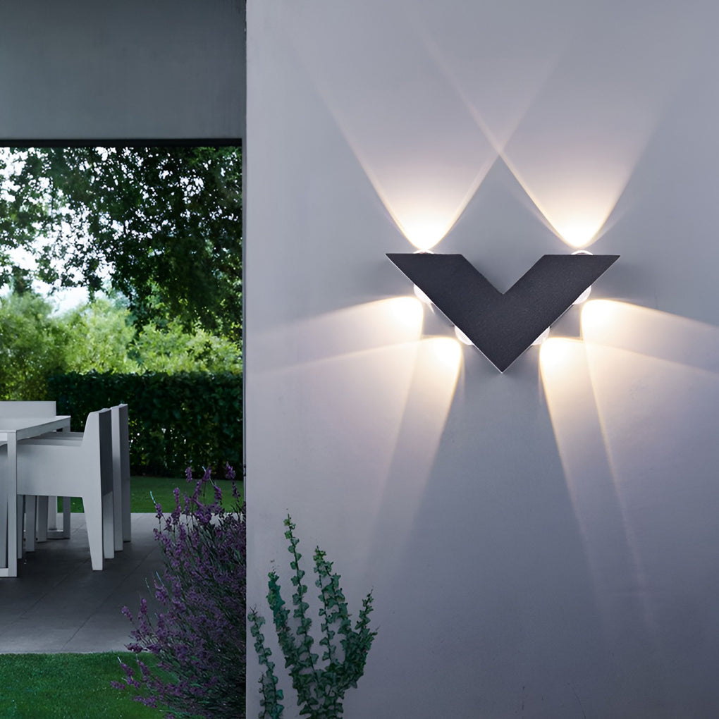 V-Shaped LED Outdoor Wall Light – Black Aluminum Waterproof