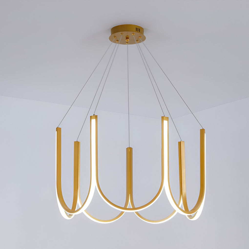 Modern LED Chandelier with 3-Step Dimming - Aluminum & Iron