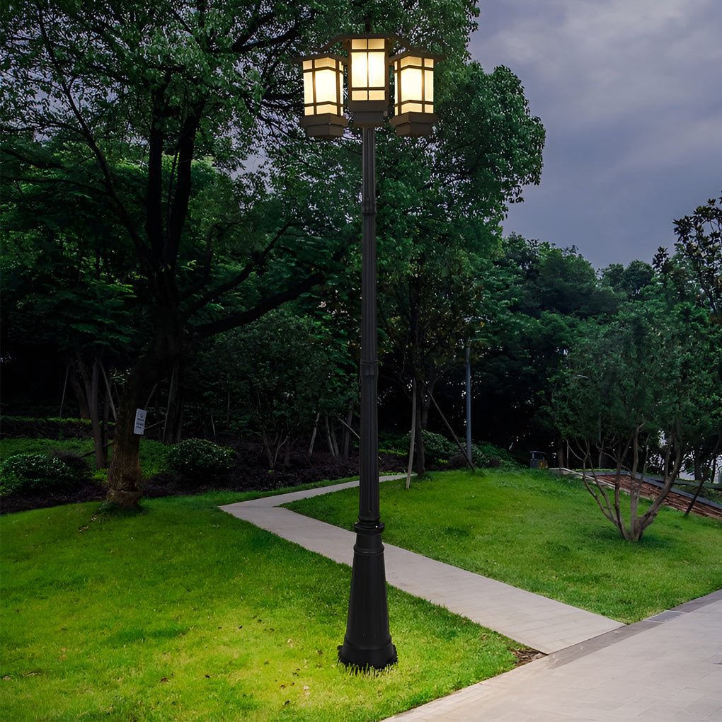 Modern Black Outdoor Post Light - 2/3 Light Aluminum Street Lamp