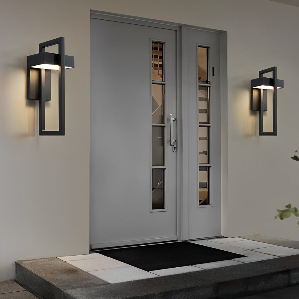 Rectangular Modern LED Outdoor Wall Lamp - Waterproof Black