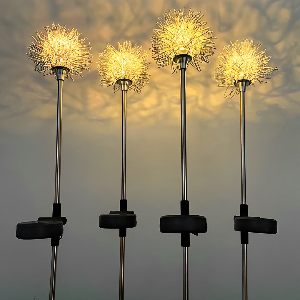 Modern Solar Dandelion Garden Lights | Aluminum LED Lawn Stake Set