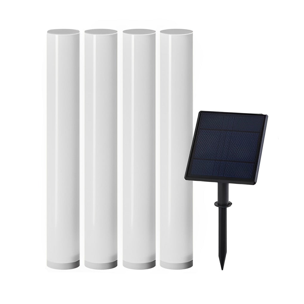 Modern Solar Lawn Light Cylindrical White Waterproof Post Lamp