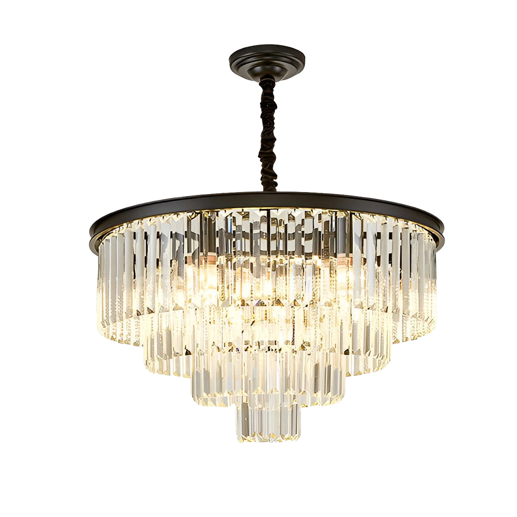 4-Tier Crystal Glass Modern Chandelier with Three-Step Dimming