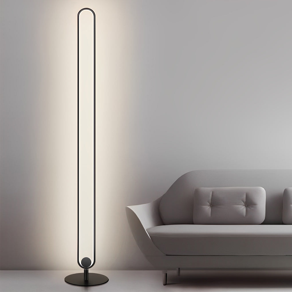 Modern Oval LED Floor Lamp with Metal Frame and Acrylic Shade