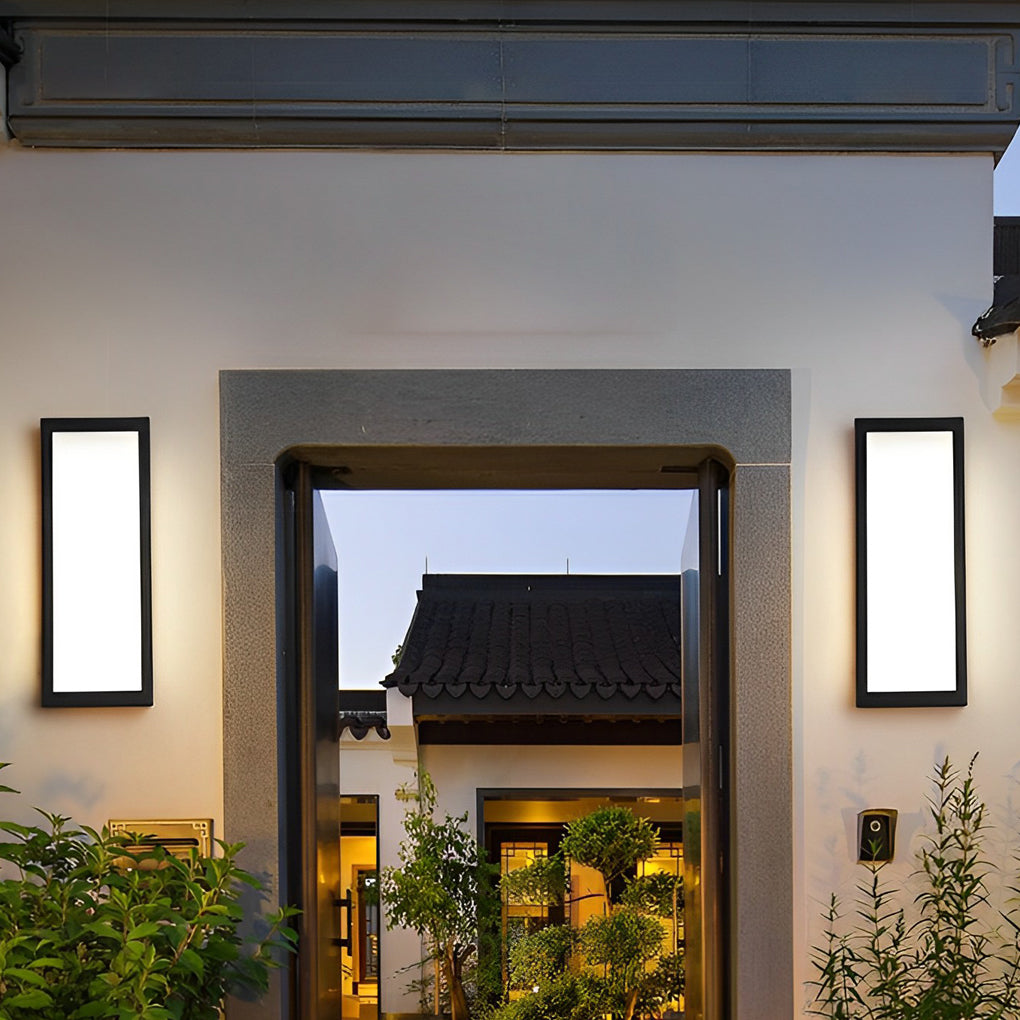 Modern Rectangular LED Outdoor Wall Lamp - Matte Black
