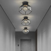 Modern Black Metal Glass Ceiling Light with 3-Step Dimming | 7 Inch