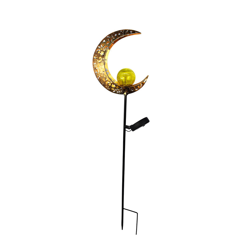 Solar Garden Stake Light with Hollow Iron Frame & Glass Globe