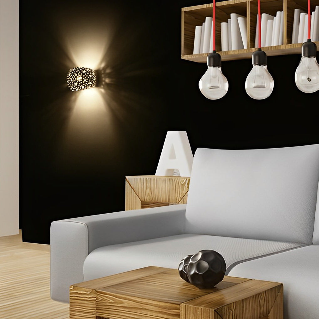 Modern Hollow Gypsum LED Wall Sconce - White Minimalist Up Down Light