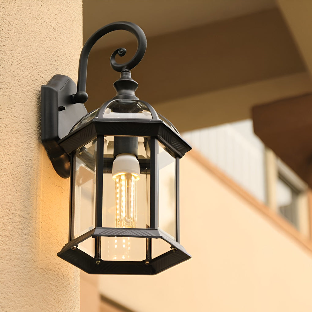 Vintage Industrial Outdoor Wall Sconce with Double Glass Shade