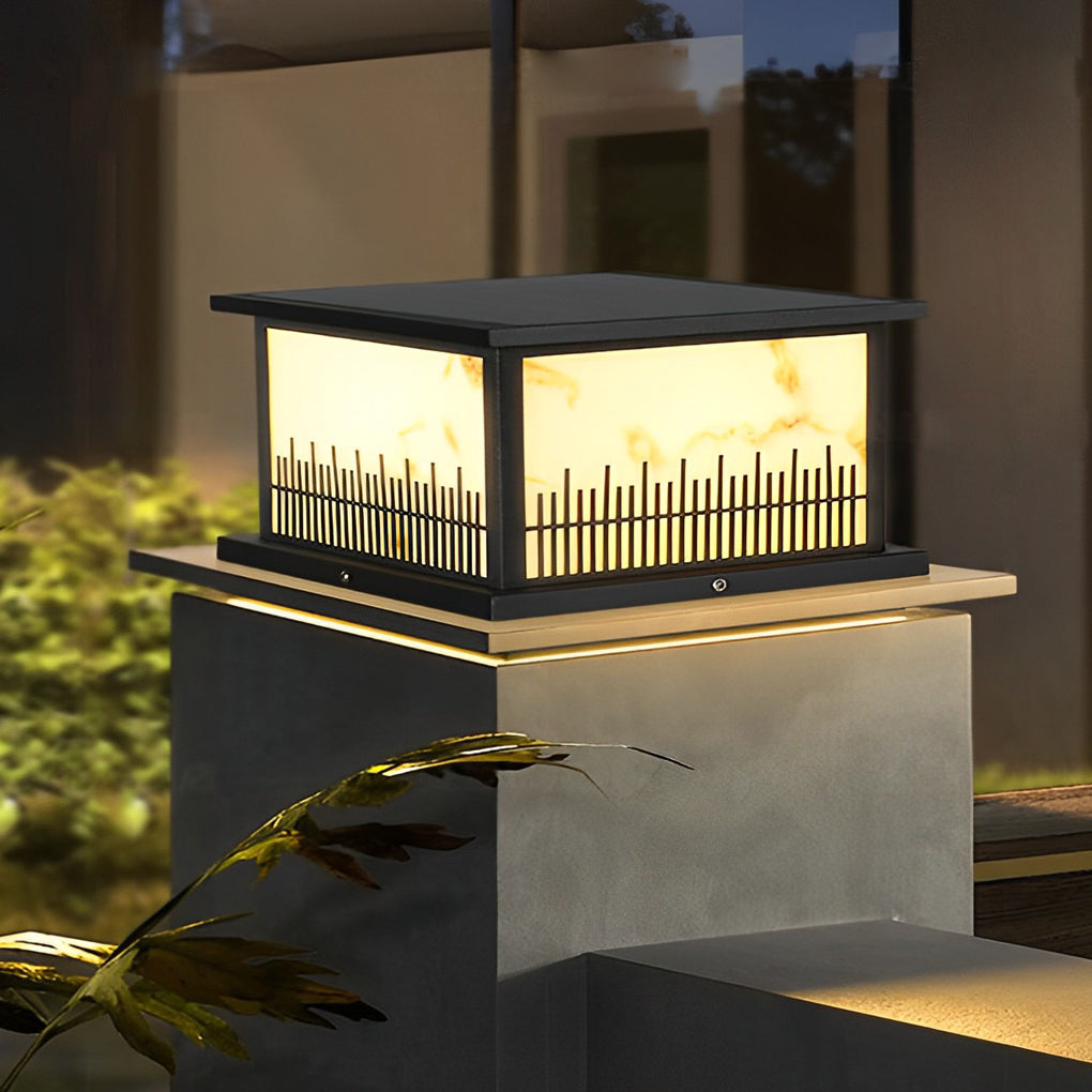 Square Solar Fence Post Light with 3-Step Dimming & Remote Control