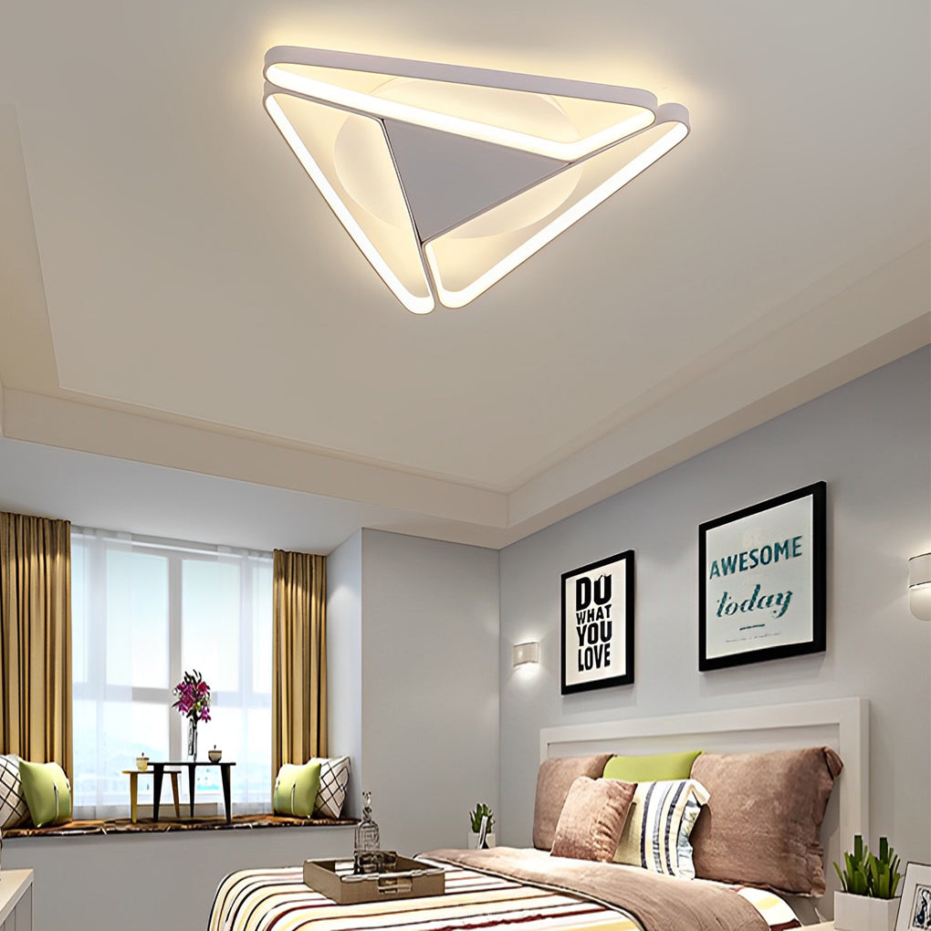 Geometric LED Flush Mount Ceiling Light Modern Metal & PVC