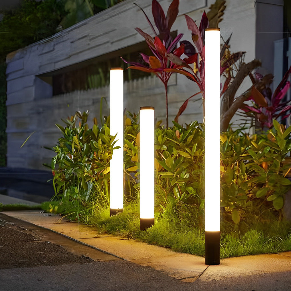 Modern Cylindrical Acrylic Outdoor Lawn Light - Black IP65