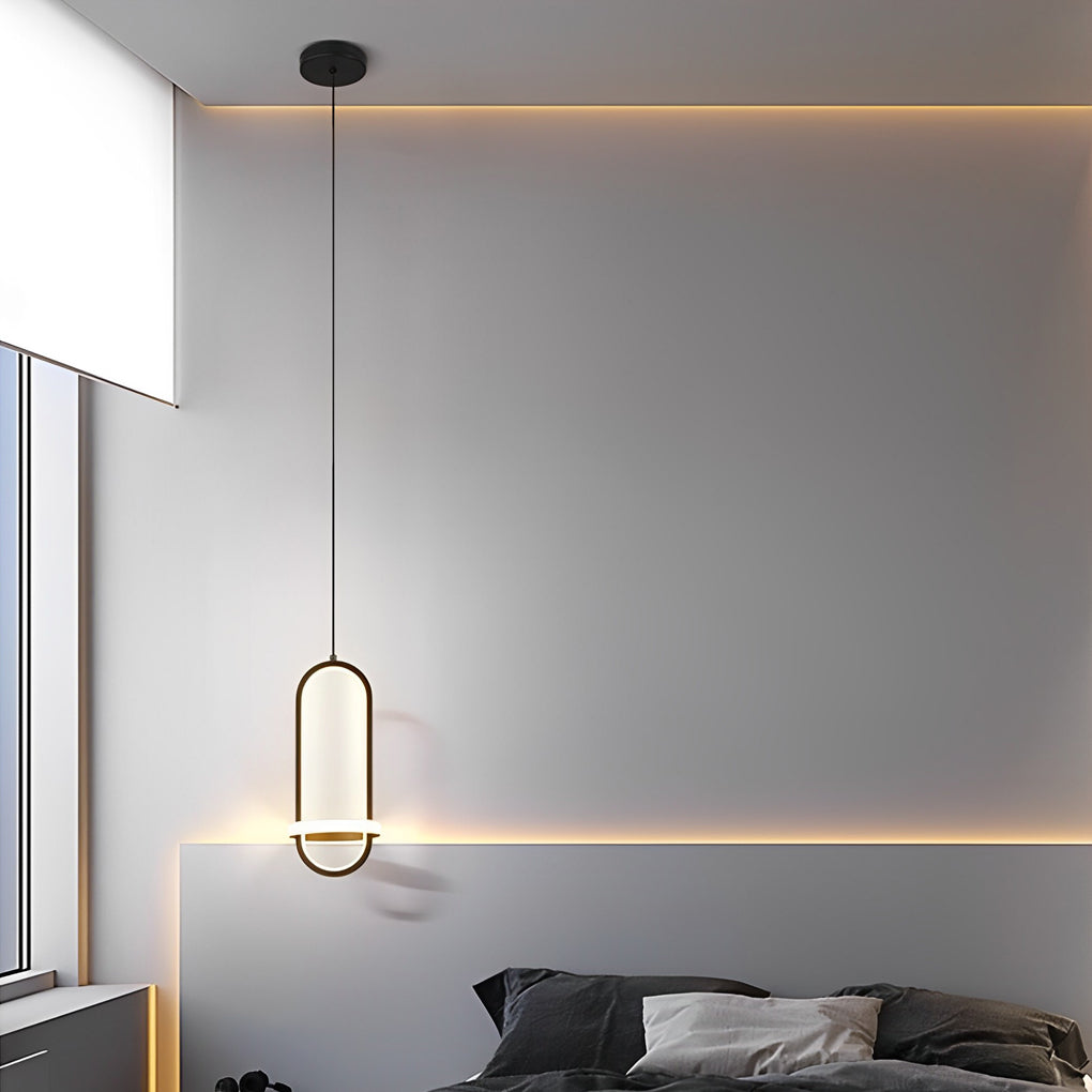 Modern Rounded Rectangle LED Pendant Light Aluminum Silicone Shade