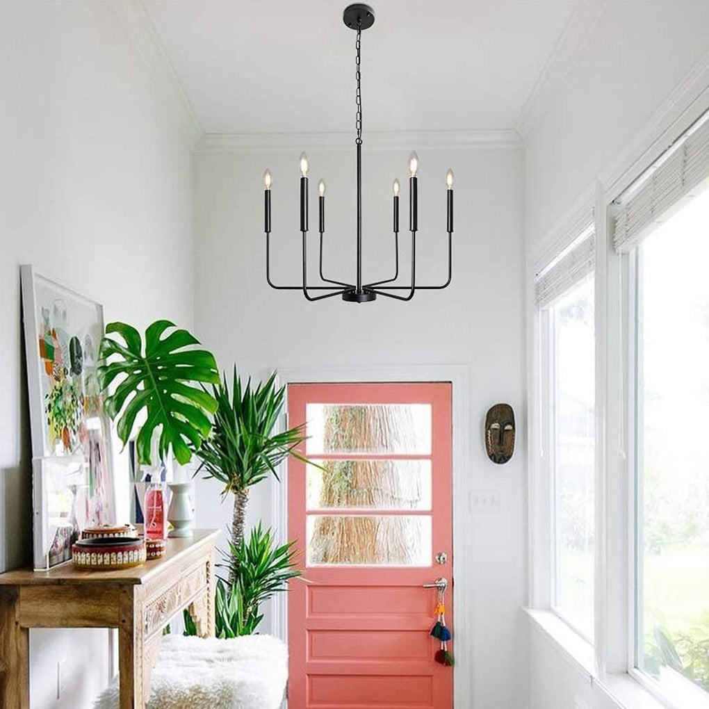 6-Light Iron Candlestick Chandelier - Rustic Industrial Design