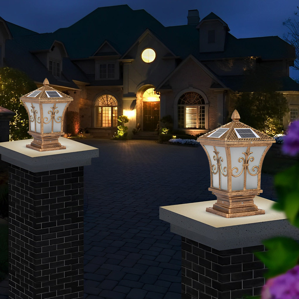 Modern Solar Powered Fence Post Light - Aluminum & Acrylic