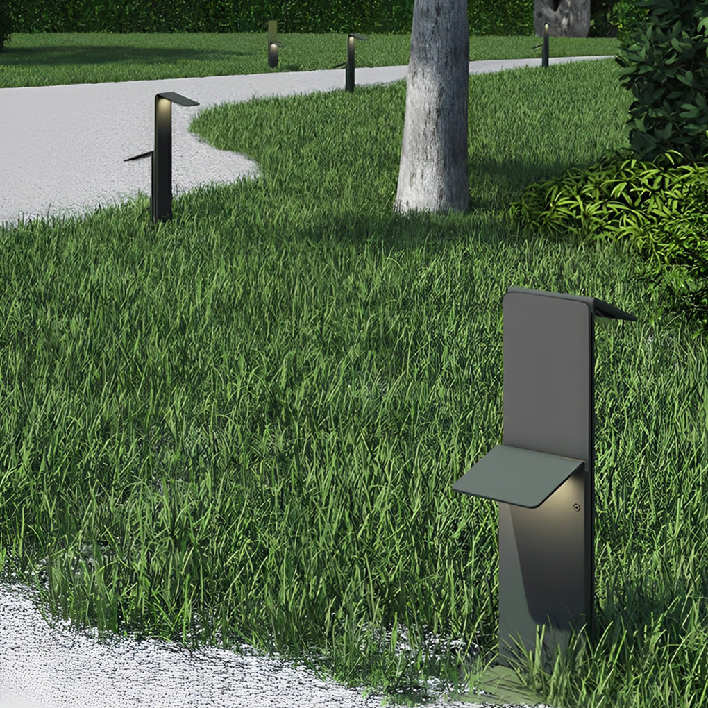 Modern Solar Pathway Light Dual Panel Stainless Steel LED