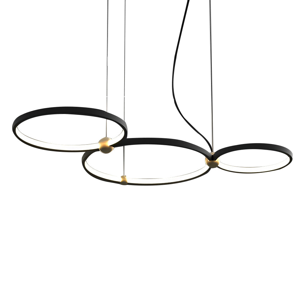 Modern Circular Black Iron Pendant Light - Multi-Ring LED Chandelier
