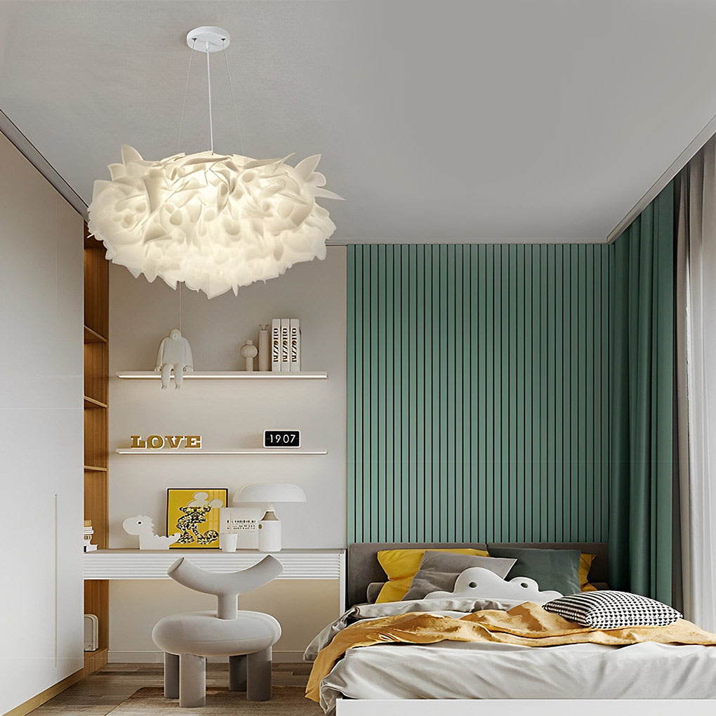 Modern White Flower Petal LED Pendant Light - 3-Step Dimmable